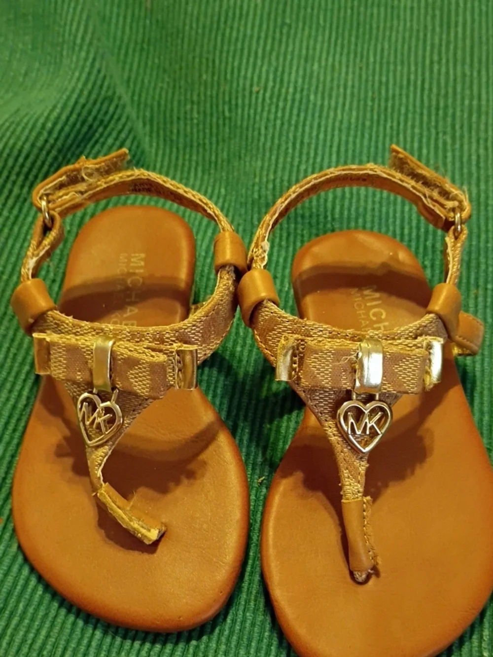 Michael Kors Girls' Tan T-Strap Sandals